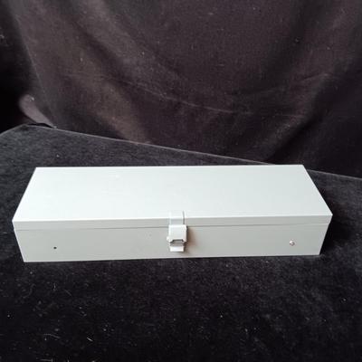 METAL HINGED BOX FULL OF FOLD UP DRILL BITS