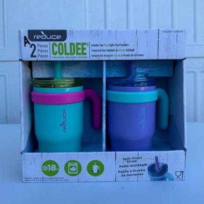 A - Reduce Coldee 14oz Stainless Steel Kids Tumblers Handles 2-pack