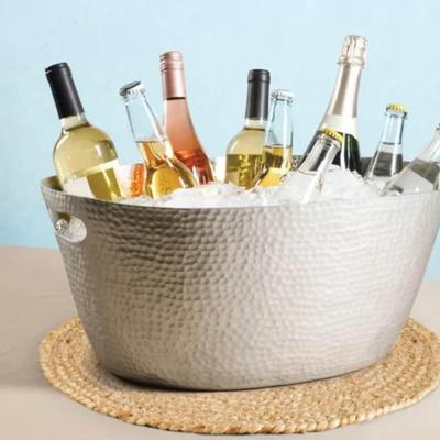 B - Laurie Gates 14.5-quart Oval Hammered Aluminum Beverage Tub