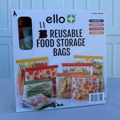 A - Ello Plastic Reusable Food Storage Bags 11 Pack, Summer Fruits