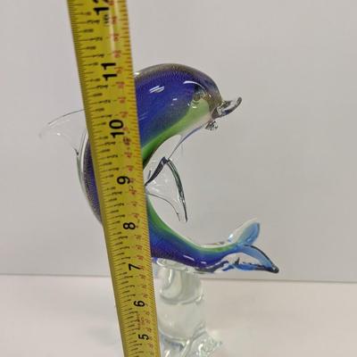 Murano Hand Blown Dolphin Art Glass Approx 11" Tall