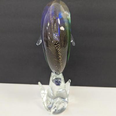 Murano Hand Blown Dolphin Art Glass Approx 11" Tall