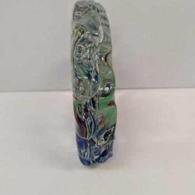 Murano Hand Blown Solid Art Glass Aquarium With Fish Plants & Bubbles Approx 8 1/2" Tall