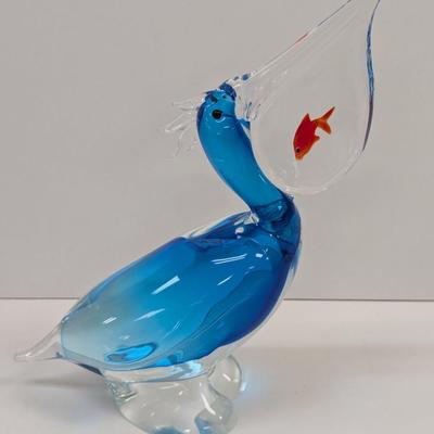 Sale Photo Thumbnail #985: Murano Art Glass Pelican With Fish In Its Mouth Approx 13" Tall