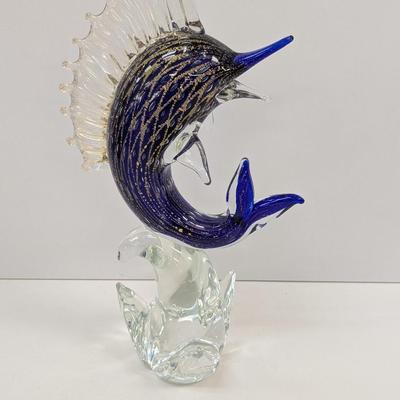 Murano Hand Blown Art Glass Swordfish Approx 14 1/2" Tall