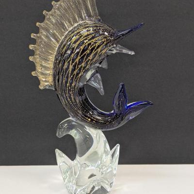 Murano Hand Blown Art Glass Swordfish Approx 14 1/2" Tall
