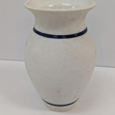 Studio Art Pottery Vase Hand Painted Floral Iris Signed