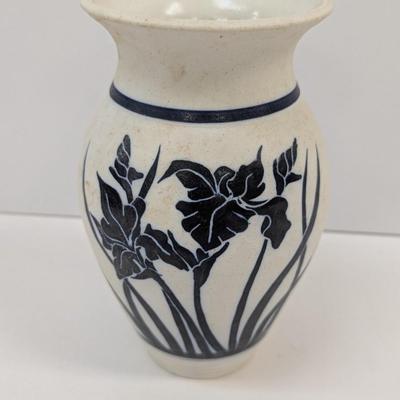 Sale Photo Thumbnail #126: Studio Art Pottery Vase Hand Painted Floral Iris Signed