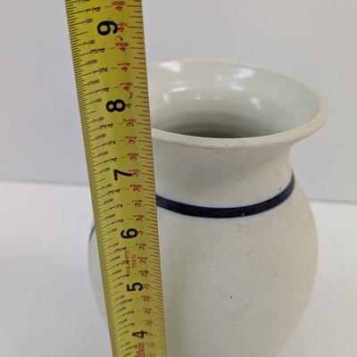 Studio Art Pottery Vase Hand Painted Floral Iris Signed