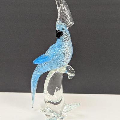 Murano Art Glass Hand Blown Cockatoo Approx 15" Tall