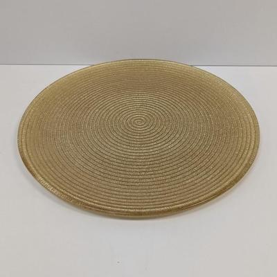 Gold Glass Serving Bowl & Plate Textured On The Bottom