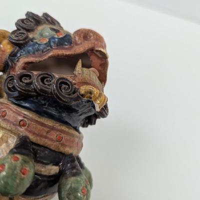 Pair Of Vintage Chinese Foo Dogs Pottery 5 1/2" Tall