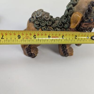 Pair Of Vintage Chinese Foo Dogs Pottery 5 1/2" Tall