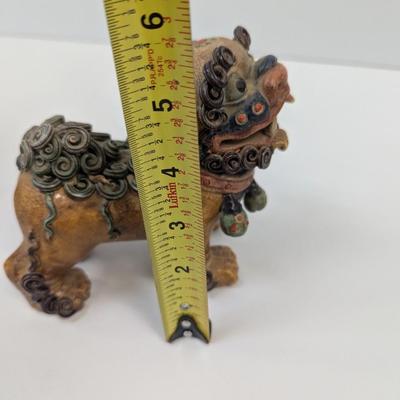 Pair Of Vintage Chinese Foo Dogs Pottery 5 1/2" Tall