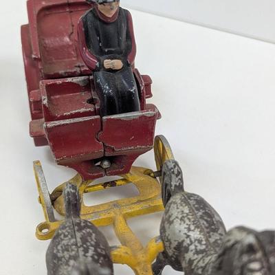 Friction Tin Plate Vintage Car & Cast/Tin Made In USA Horse & Buggy
