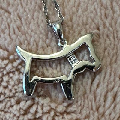 Sterling silver terrier dog necklace