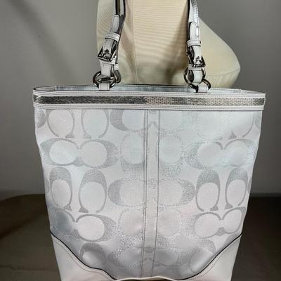 Coach New! White Leather and silver logo Handbag