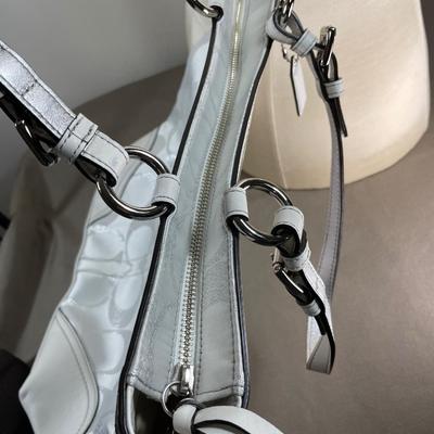 Coach New! White Leather and silver logo Handbag