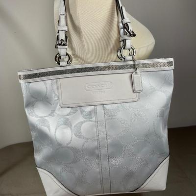 Coach New! White Leather and silver logo Handbag