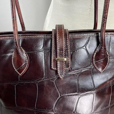 Dooney & Bourke Brown Croco Cindy Handbag