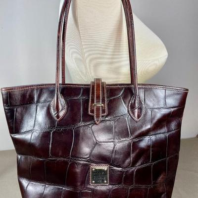 Sale Photo Thumbnail #29: Medium size Cindy Bag. 16” wide by 10” high. Croco embossed. Very good used condition. A little color wear on bottom corners. Nice inside.