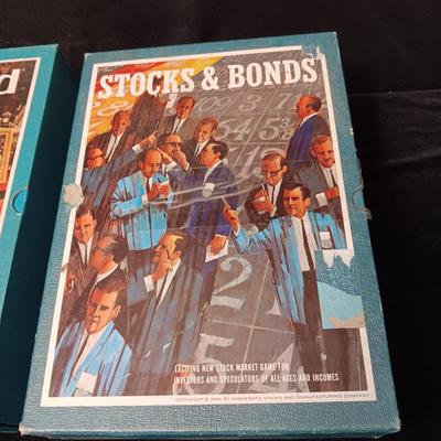 2 BOOKSHELF GAMES, "STOCKS & BONDS" AND "HIGH-BID'