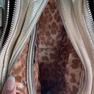 B Makowski Metallic Leather Handbag New!