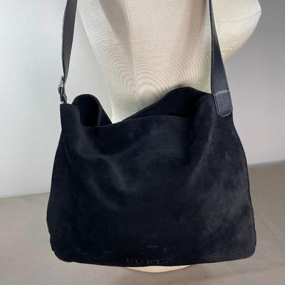 Furla Italy soft black Suede Leather Handbag