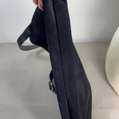 Furla Italy soft black Suede Leather Handbag