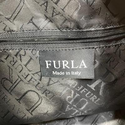 Furla Italy soft black Suede Leather Handbag