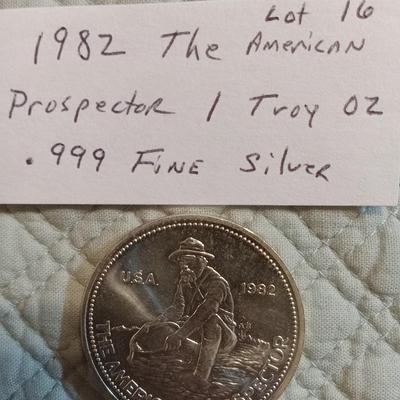 1982 The American Prospector 1 troy oz fine silver