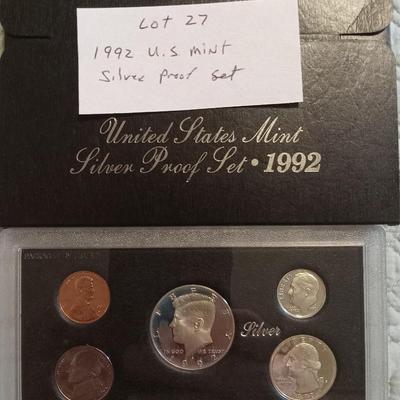 1992 U S mint silver proof set