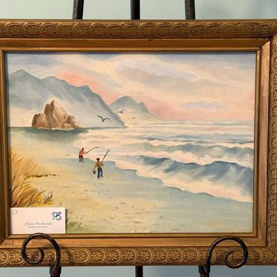Boys Fishing- 19" x 15 1/2" oil painting