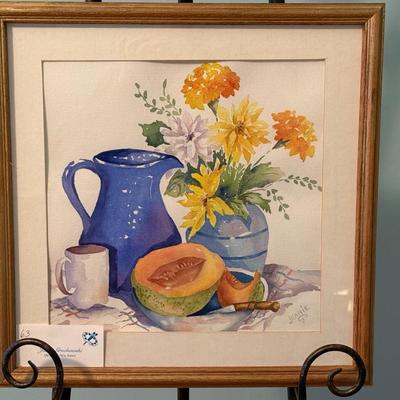 Blue Pitcher with Cantaloupe- 15" x 15"
