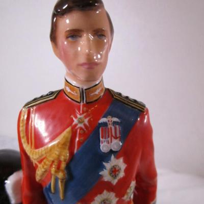 Royal Doulton Prince Charles figurine on wood base