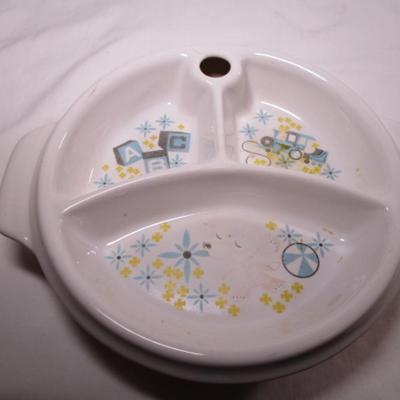 Vintage ceramic divided warming baby dish
