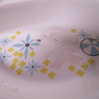 Vintage ceramic divided warming baby dish