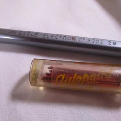 Erasers, pencil lead, brads