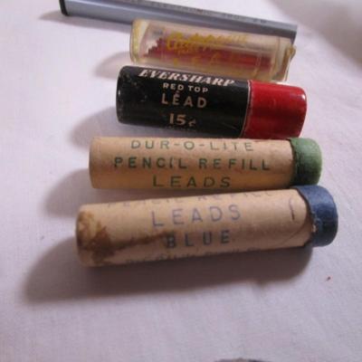 Erasers, pencil lead, brads