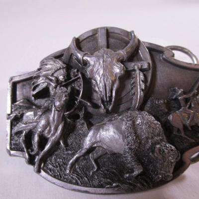 Buffalo belt buckle with Indians