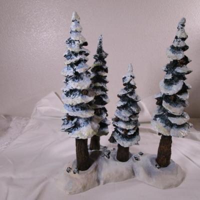 Department 56, 4 pine trees in stand, ceramic