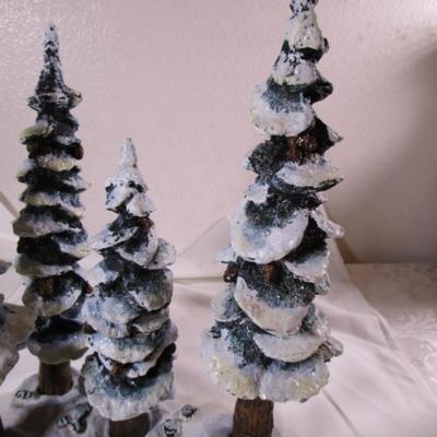 Department 56, 4 pine trees in stand, ceramic