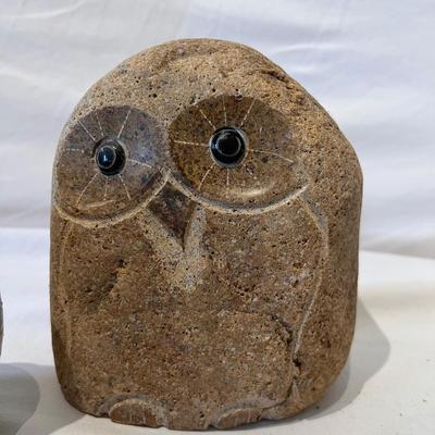Stone & Pottery Owl Statues (LR-RG)