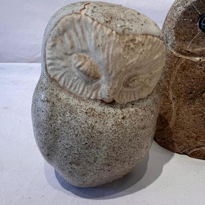 Stone & Pottery Owl Statues (LR-RG)