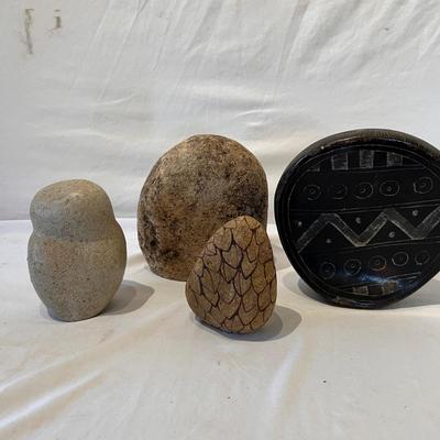 Stone & Pottery Owl Statues (LR-RG)
