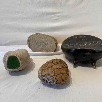 Stone & Pottery Owl Statues (LR-RG)