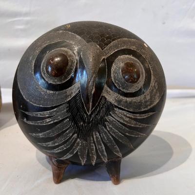 Stone & Pottery Owl Statues (LR-RG)
