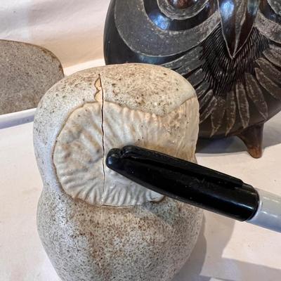 Stone & Pottery Owl Statues (LR-RG)