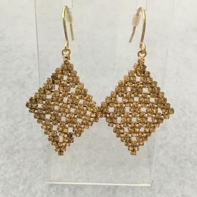 Gorgeous, vintage, rhinestone diamond shaped, earrings