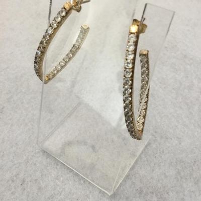 Beautiful, 925 silver rhinestone half hoop earrings